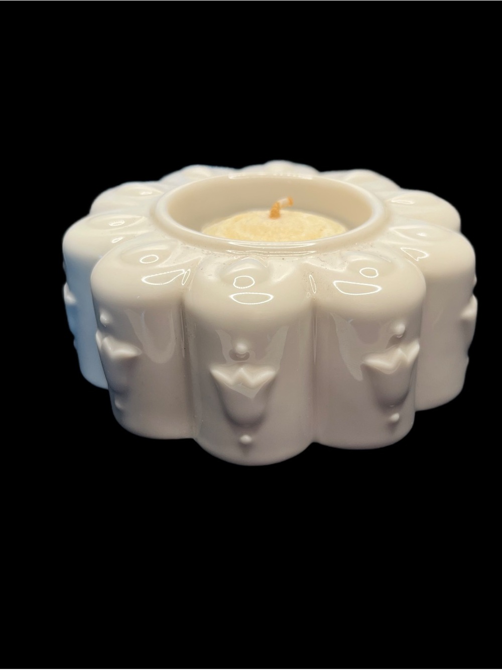 Vintage 1990s Lenox White Tulip And Tear Embossed Votive Tea Light Candle Holder